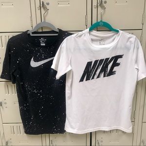 Nike lot of 2 shirt Boys XL short sleeve black white top t-shirt